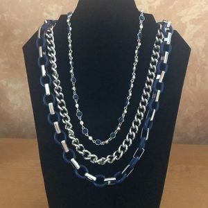 Set of Three Lia Sophia Blue and Silver Necklaces